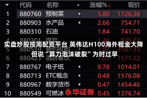 实盘炒股按周配资平台 英伟达H100海外租金大降 但说“算力泡沫破裂”为时过早