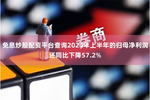 免息炒股配资平台查询2024年上半年的归母净利润还同比下降5