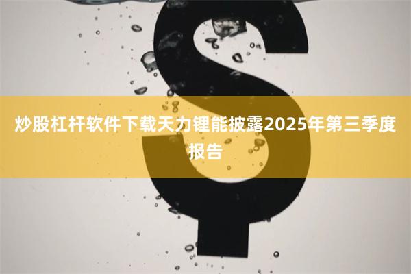 炒股杠杆软件下载天力锂能披露2025年第三季度报告